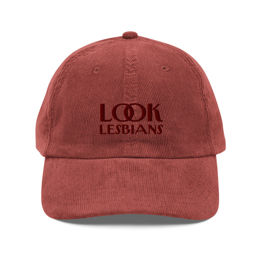 look lesbians | burgundy corduroy cap